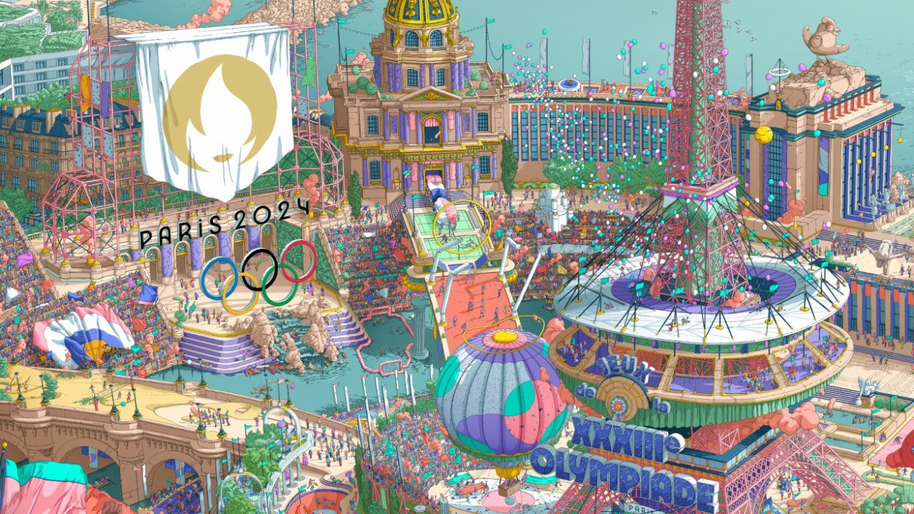 Parte do pôster feito para os Jogos Olímpicos de Paris 2024' (foto: Divulgação/Paris 2024)