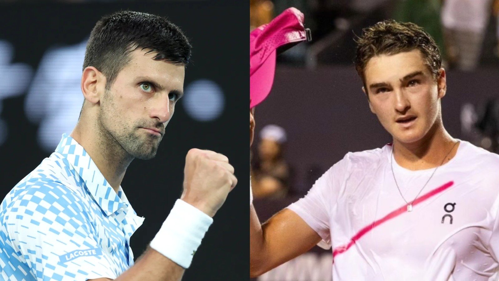 Djokovic, número 1 do mundo, e João Fonseca, tenista brasileiro (foto: Australian Open/Divulgação e Rio Open/Divulgação)