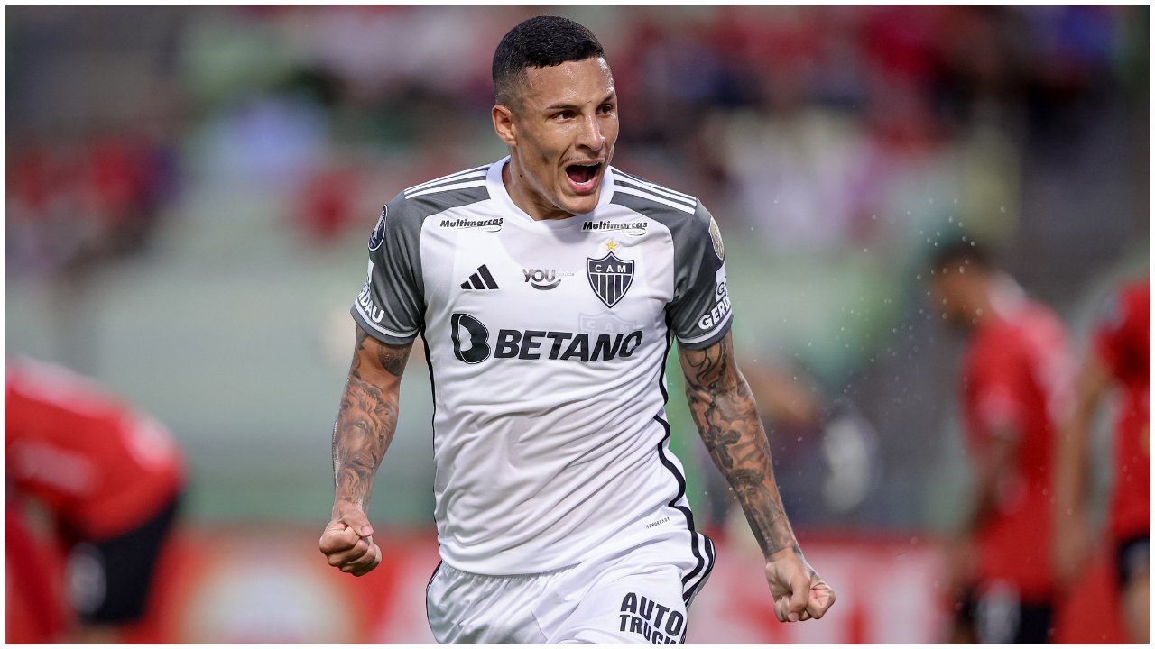 Arana comemorando pelo Atlético contra o Caracas (foto: Pedro Souza / Atlético)