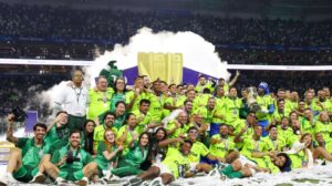 Jogadores do Palmeiras comemoram título do Campeonato Paulista de 2024 - Crédito: 