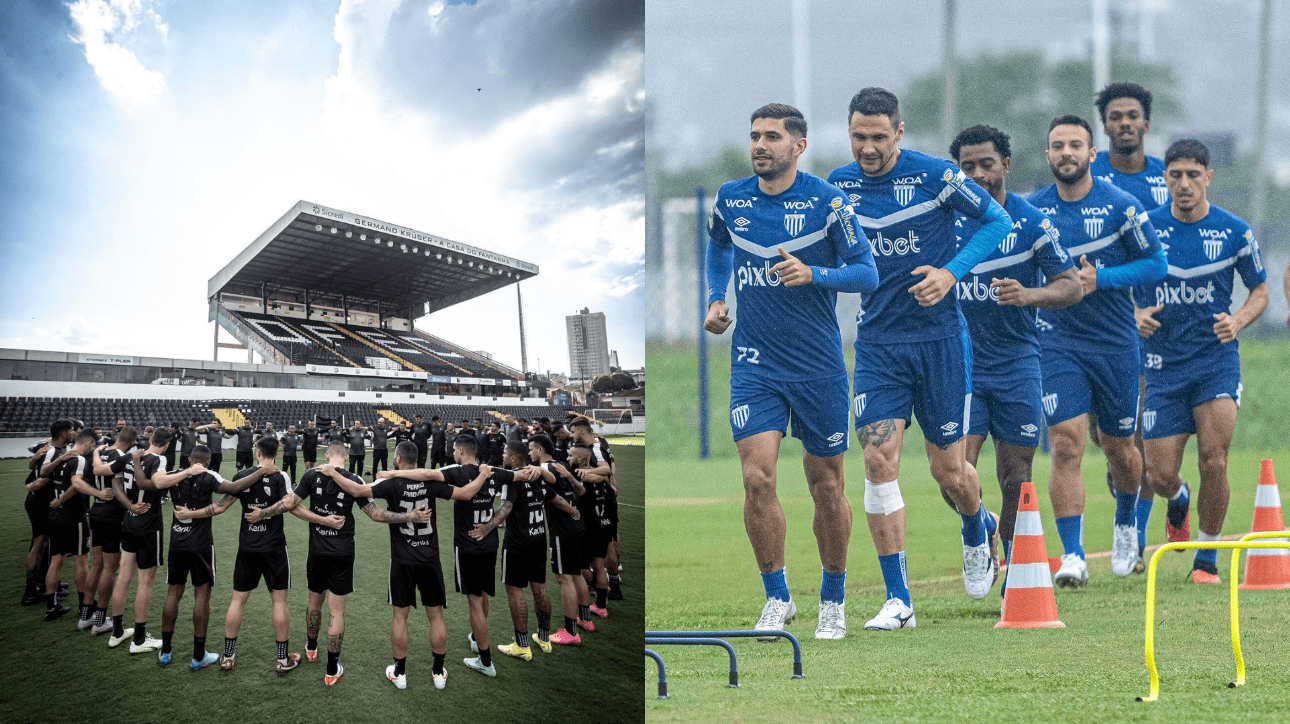 Jogadores de Operário-PR e Avaí (foto: André Jonsson; Leandro Boeira/@AvaiFC)