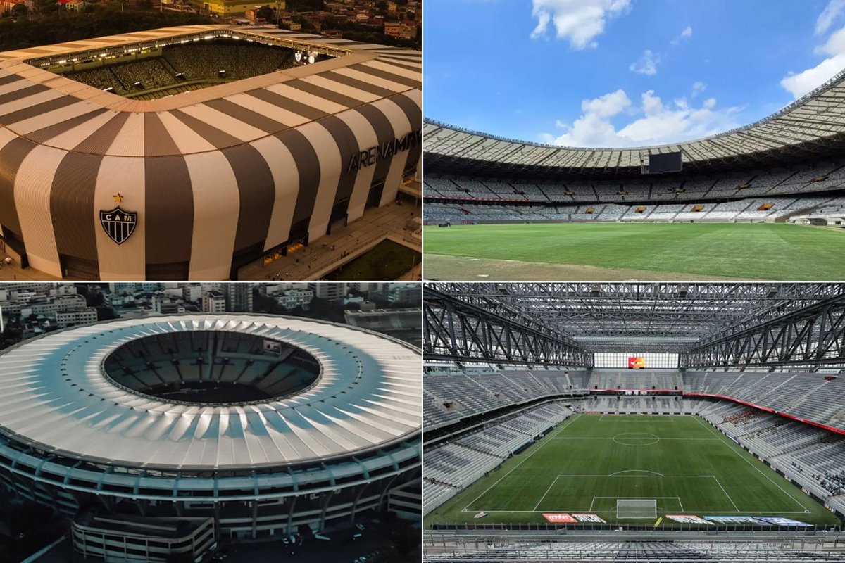 Arena MRV, Mineirão, Maracanã e Ligga Arena (foto: Montagem sobre fotos de divulgação)
