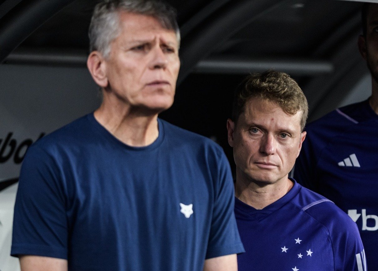 Paulo Autuori e Fernando Seabra em 2023 (foto: Gustavo Aleixo/Cruzeiro)