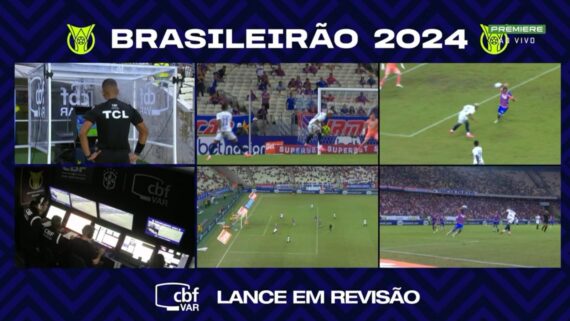 VAR entrou em ação de maneira indevida em Fortaleza x Cruzeiro (foto: Reprodução/Premiere FC)