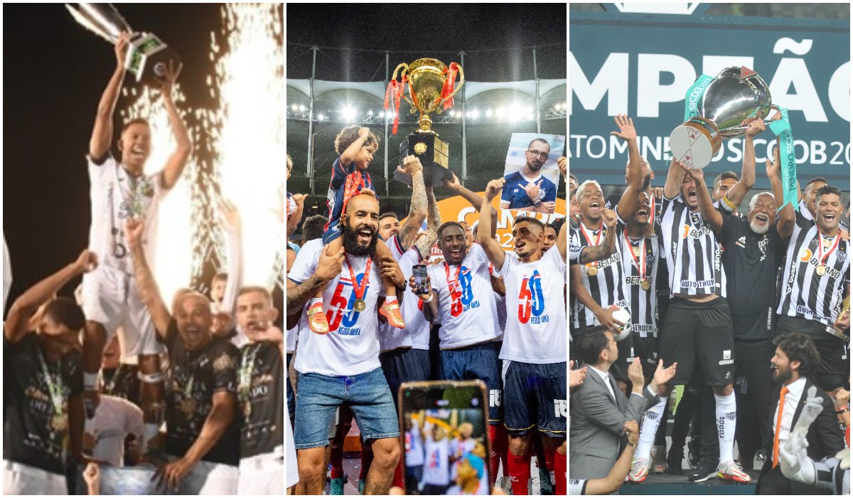 ABC, Bahia e Atlético com títulos estaduais (foto: Divulgação/Adriano Abreu, San Júnior/Bahia e Alexandre Guzanshe/EM/D.A Press)