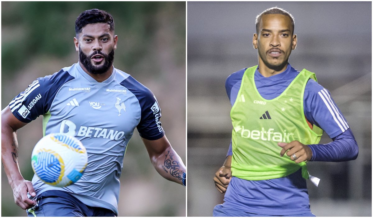 Hulk, do Atlético, e Matheus Pereira, do Cruzeiro (foto: Pedro Souza/Atlético e Gustavo Aleixo/Cruzeiro)