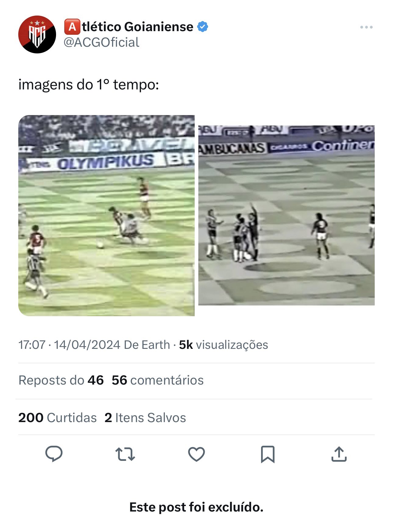 Atlético-GO reclama de arbitragem de jogo com Flamengo - (foto: Reprodução/Twitter)