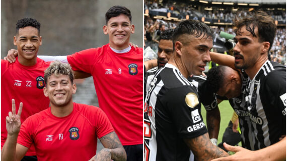 Jogadores de Caracas e Atlético, que se enfrentarão na primeira rodada da fase de grupos da Copa Libertadores (foto: Divulgação/Caracas e Leandro Couri/EM/D.A Press)