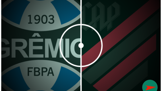 Imagem de produção própria contendo os escudos do Grêmio e Athletico-PR (foto: No Ataque)