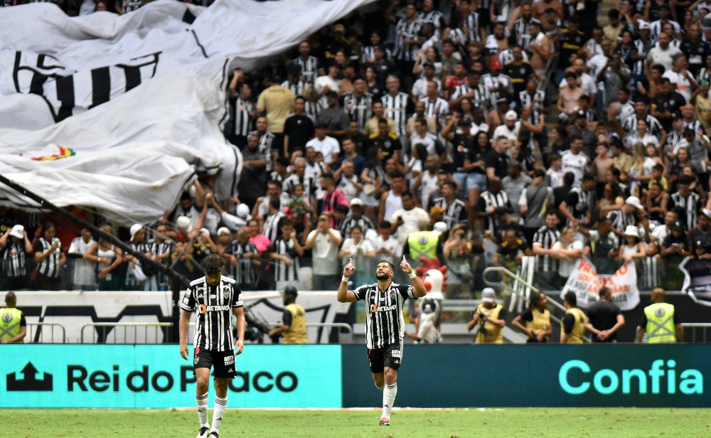 Hulk comemora gol pelo Atlético na Arena MRV (foto: Ramon Lisboa/EM/D.A Press)