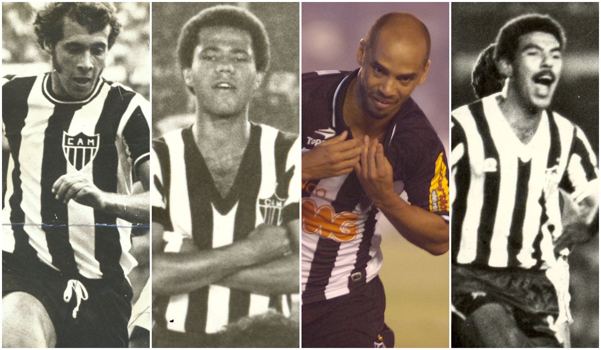 Humberto Ramos, Luizinho, Marques e Toninho Cerezo: ídolos de diferentes gerações do Atlético (foto: Arquivo Estado de Minas (2), Marcelo Sant’Anna/Estado de Minas e Jorge Gontijo/Estado de Minas)