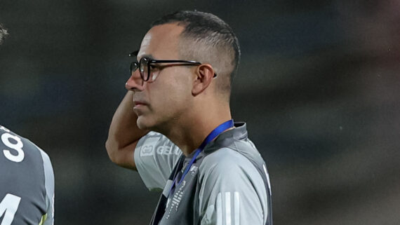 Lucas Gonçalves durante Caracas 1 x 4 Atlético (foto: Pedro Souza/Atlético)