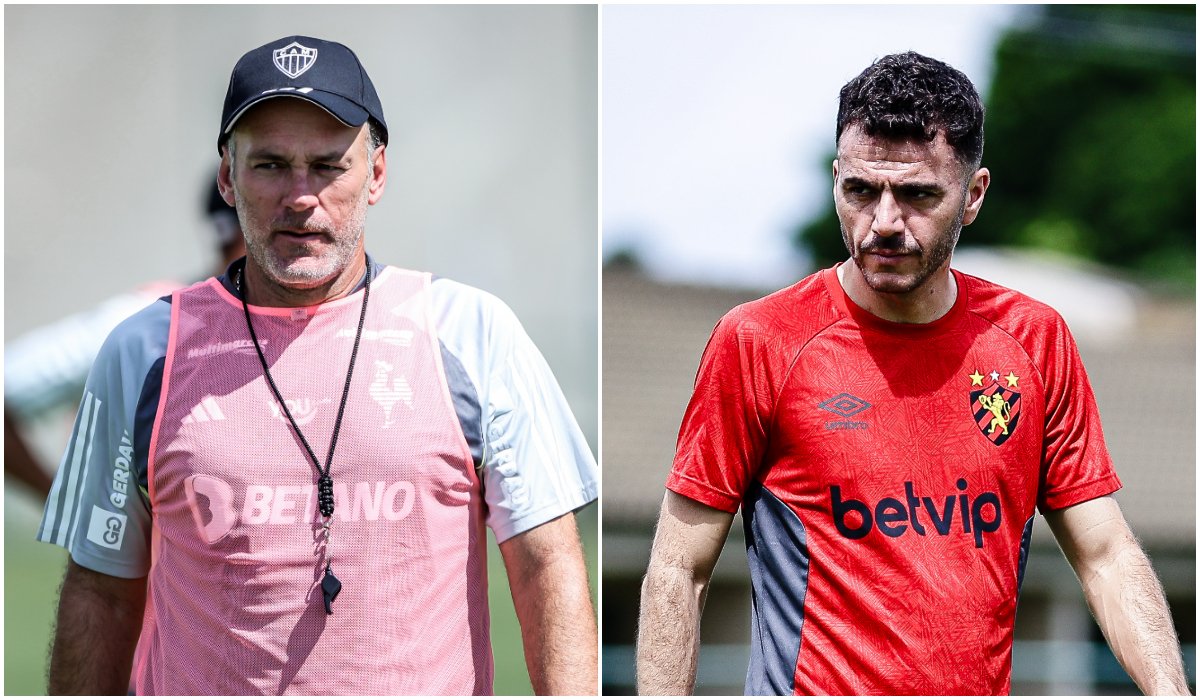 Gabriel Milito e Mariano Soso, técnicos argentinos de Atlético e Sport, respectivamente (foto: Pedro Souza/Atlético e Paulo Paiva/Sport)