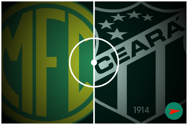 Imagem de produção própria contendo os escudos do Mirassol e Ceará (foto: No Ataque)