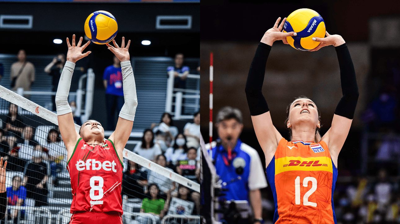 Jogadoras de vôlei de Bulgária e Holanda (foto: Reprodução/FIVB)