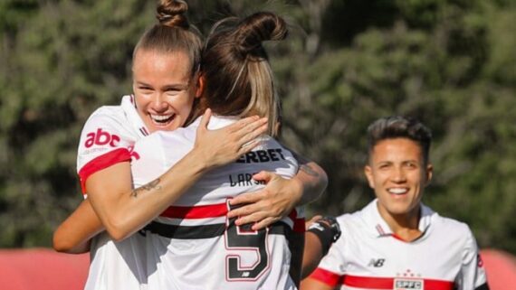 São Paulo comemora vitória por 6 a 0 sobre o Atlético, pela nona rodada do Brasileiro Feminino (foto: Reprodução/SPFC)