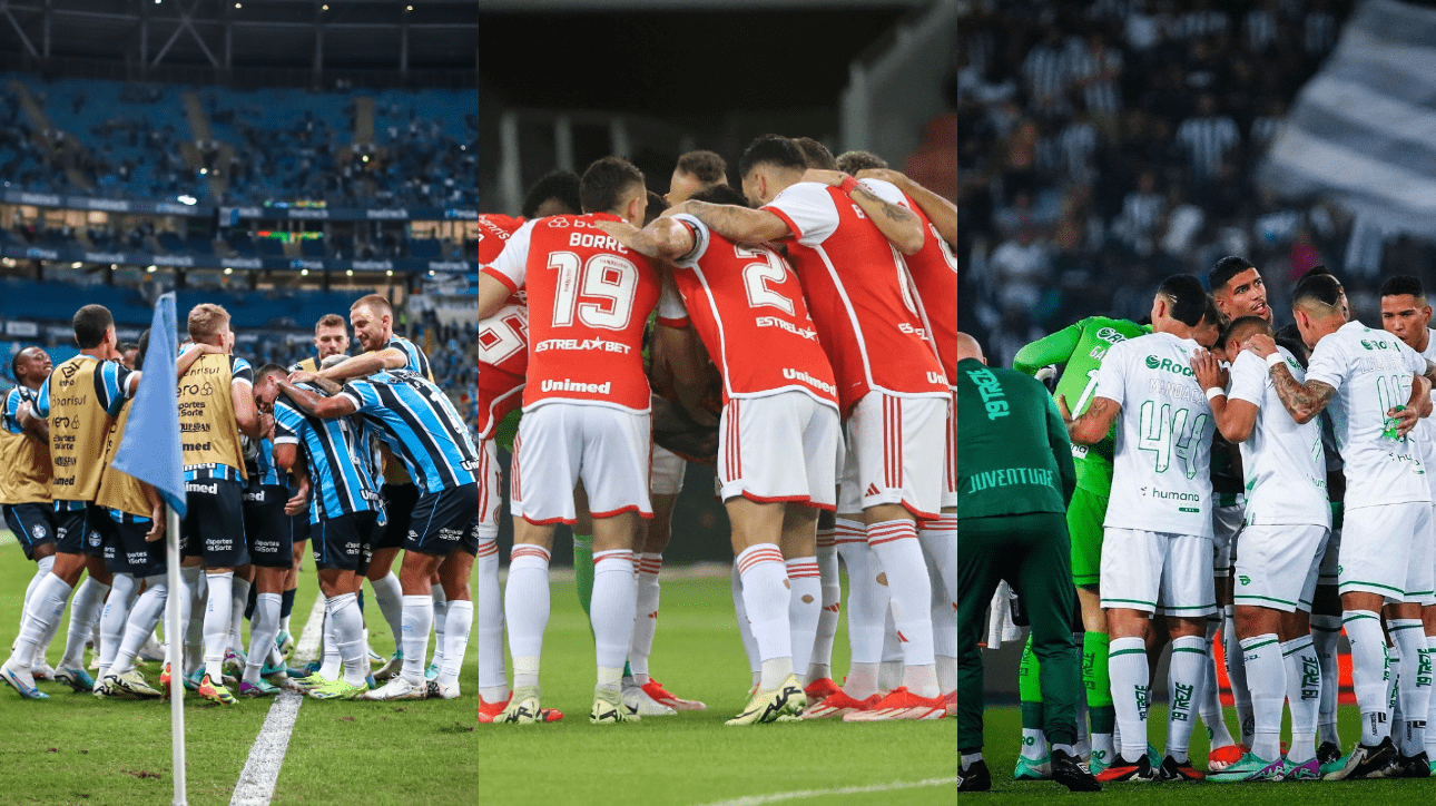 Jogadores de Grêmio, Internacional e Juventude (foto: Lucas Uebel/Grêmio FBPA; Ricardo Duarte/Internacional; Fernando Alves/ECJ)
