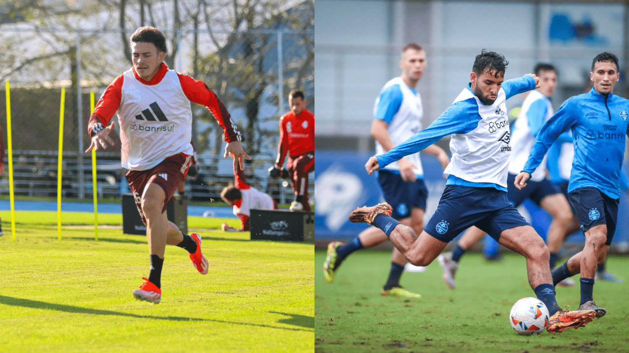 Jogadores de Internacional e Grêmio (foto: Ricardo Duarte/Internacional; Lucas Uebel/Grêmio FBPA)