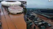 Estádios de Inter e Grêmio ficaram alagados pelas chuvas que atingiram o Rio Grande do Sul (foto: Reprodução / Internet)