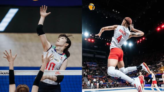 Jogadoras de vôlei de Japão e Turquia (foto: Reprodução/FIVB)
