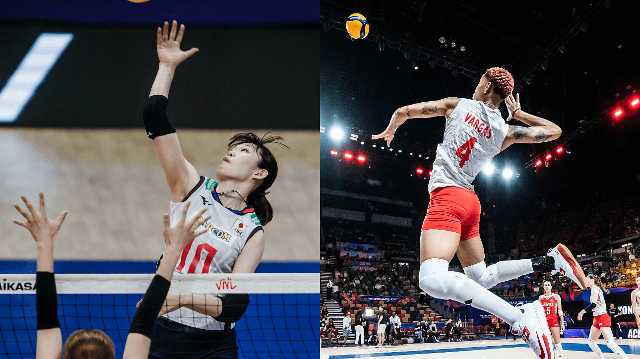 Jogadoras de vôlei de Japão e Turquia (foto: Reprodução/FIVB)