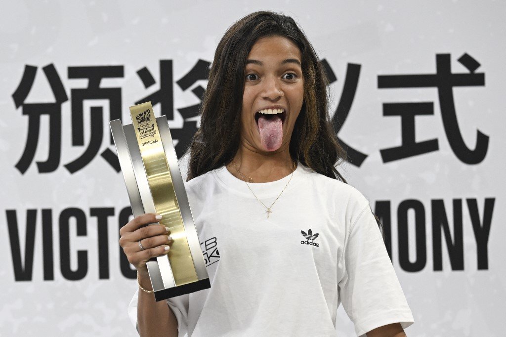 Rayssa Leal, skatista brasileira (foto: Wang Zhao/AFP)
