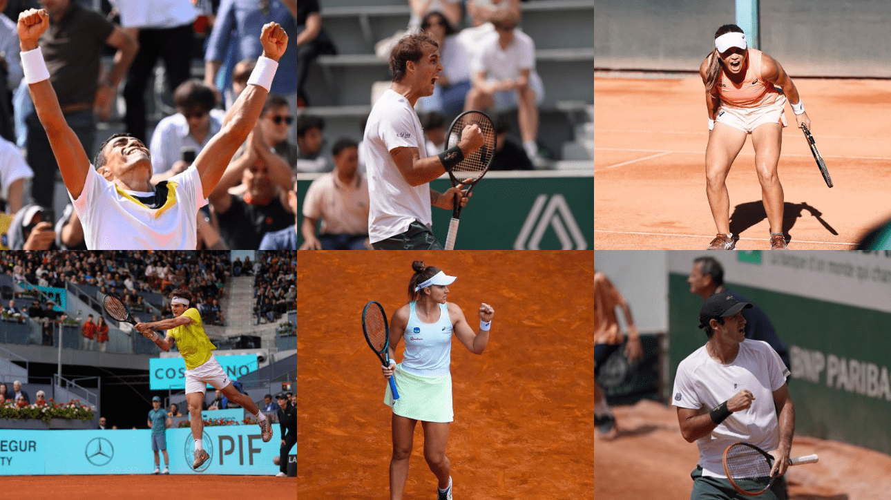 Tenistas brasileiros (foto: Reprodução/Nicolas Gouhier; Reprodução; Reprodução; Reprodução; Reprodução;)