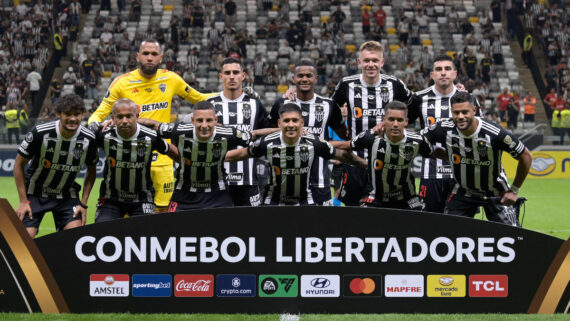 Jogadores do Atlético antes de jogo na Arena MRV pela Libertadores (foto: Alexandre Guzanshe/EM/DA.Press)