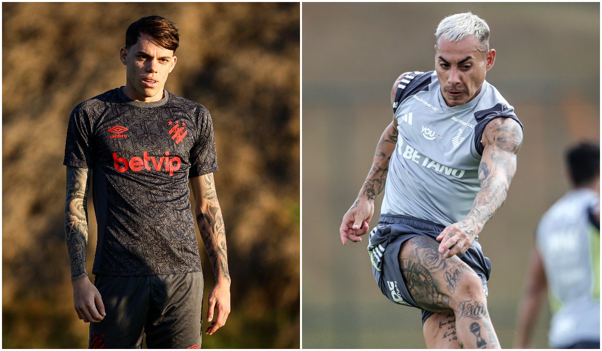 Barletta, do Sport, e Vargas, do Atlético (foto: Paulo Paiva/Sport e Pedro Souza/Atlético)