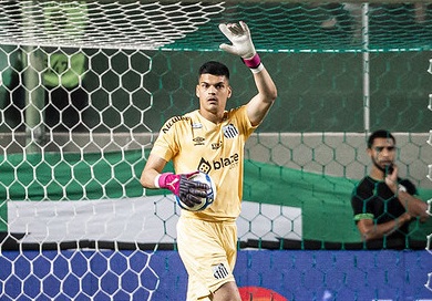 Gabriel Brazão, goleiro do Santos (foto: Raul Baretta/ Santos)