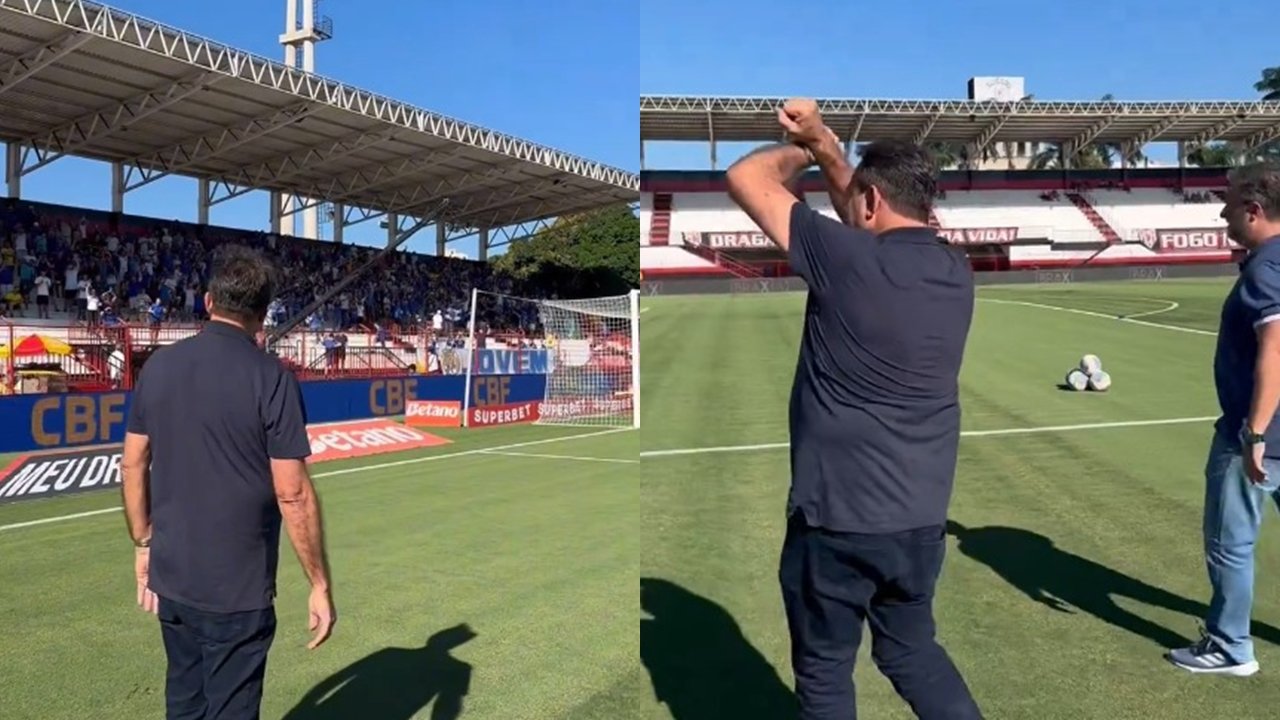 Novo do Cruzeiro sendo ovacionado por torcedores em jogo fora de casa (foto: Reprodução)