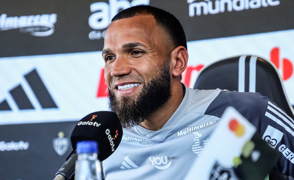 Everson, goleiro do Atlético, durante entrevista coletiva na Cidade do Galo (3/5) (foto: Pedro Souza/Atlético)