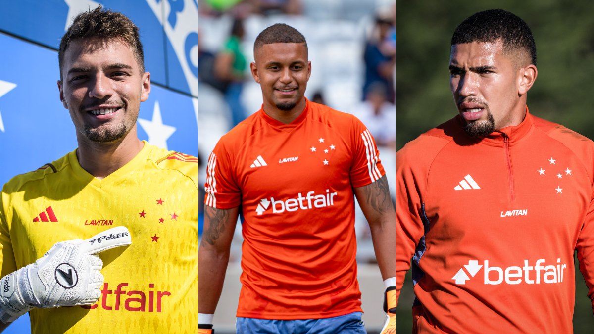 Gabriel Gandro (esquerda), Anderson (centro) e Leo Aragão (direita) no Cruzeiro (foto: Gustavo Aleixo/Cruzeiro Staff Images / Cruzeiro)