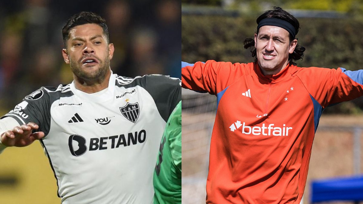 Hulk, atacante do Atlético, e Cássio, goleiro do Cruzeiro (foto: DANTE FERNANDEZ/AFP e Gustavo Aleixo/Cruzeiro)