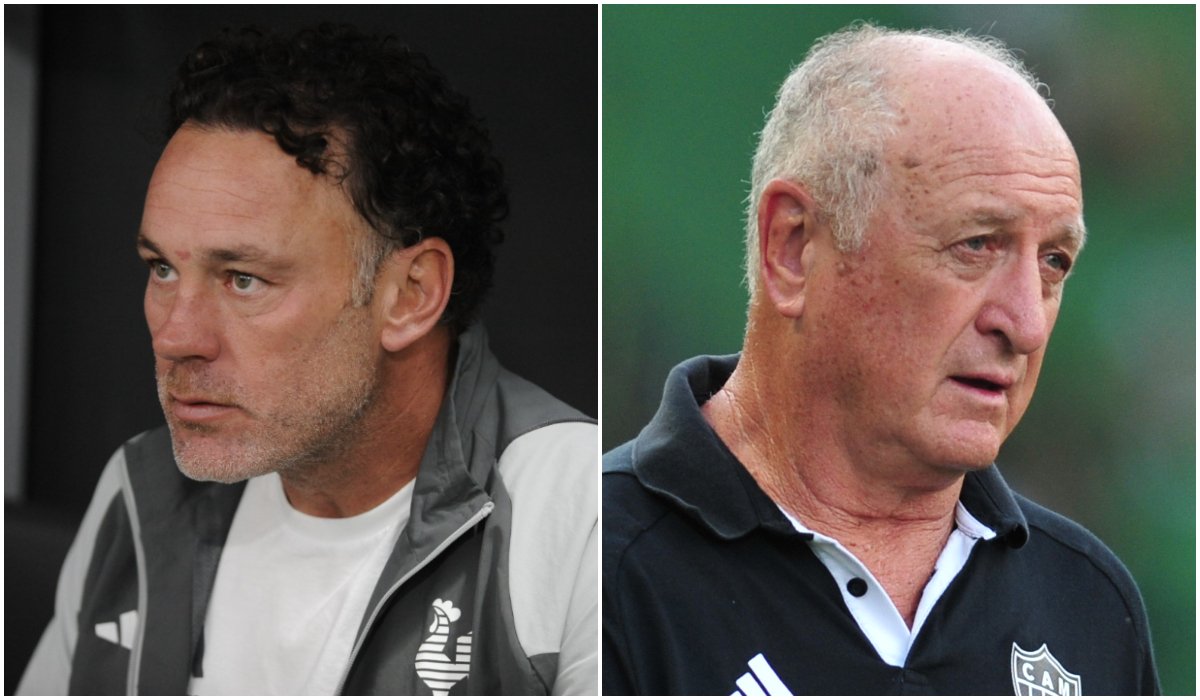 Gabriel Milito e Felipão, técnicos do Atlético em 2024 (foto: Alexandre Guzanshe/EM/D.A Press (2))