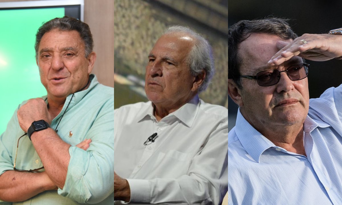 Salum, do América, Rubens Menin, do Atlético, e Pedro Lourenço, do Cruzeiro (foto: Gladyston Rodrigues/EM DA Press-- Túlio Santos/EM DA Press -- Staff/Cruzeiro)