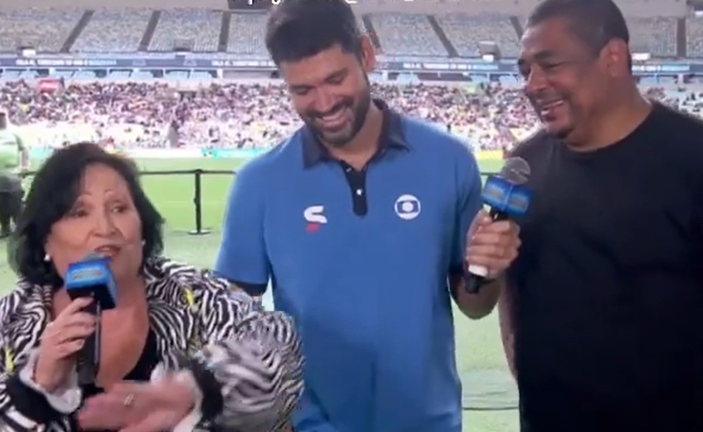 Dona Déa brincou com Vampeta durante o Caldeirão do Huck (foto: Reprodução)