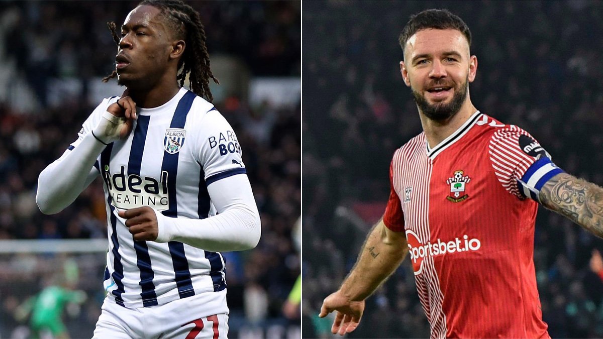 Brandon Thomas-Asante, do WBA, e Adam Armstrong, do Southampton (foto: Divulgação/West Bromwich e Southampton)