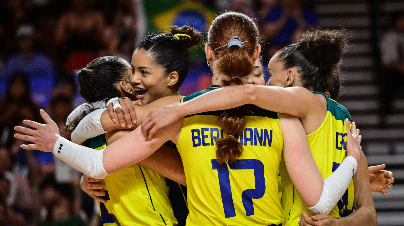 Jogadoras de vôlei da Seleção Brasileira na VNL (foto: Reprodução/FIVB)