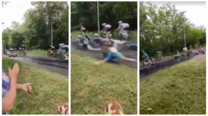 Acidente com vários ciclistas no Tour de Dauphiné - Crédito: 