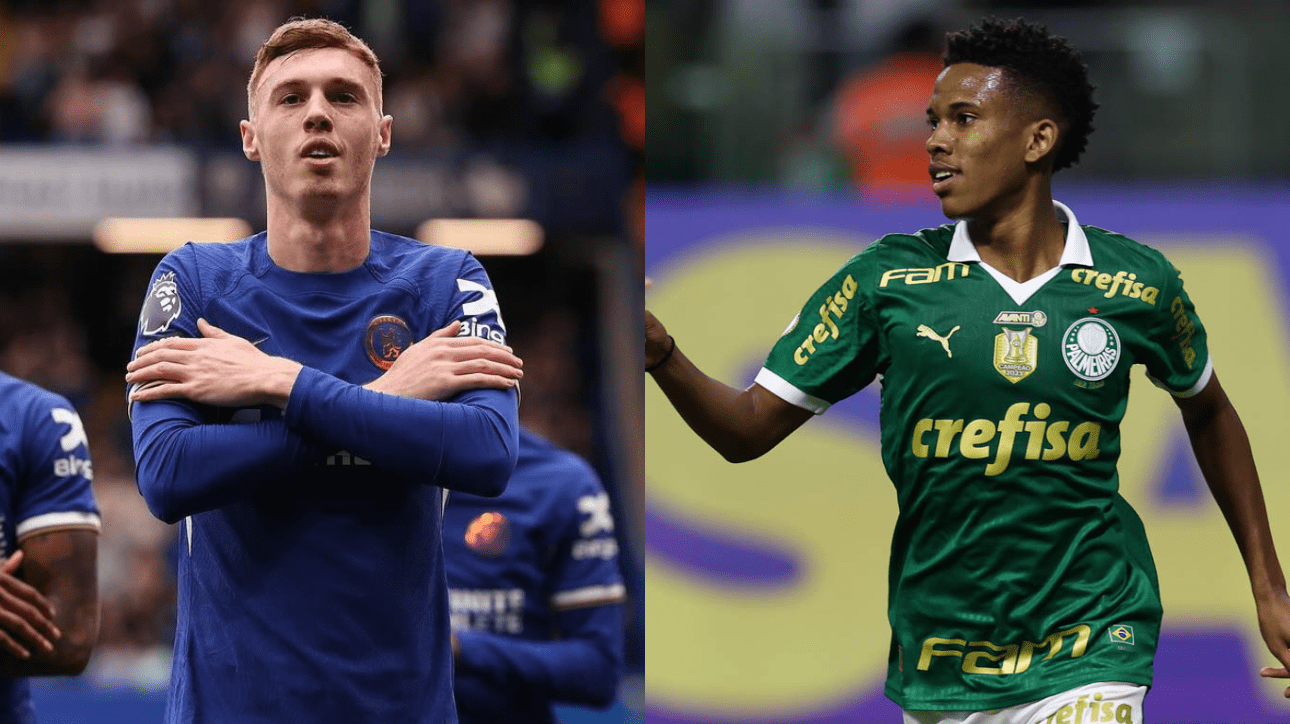 Atacantes Cole Palmer e Estêvão (foto: Reprodução; Cesar Greco/Palmeiras)