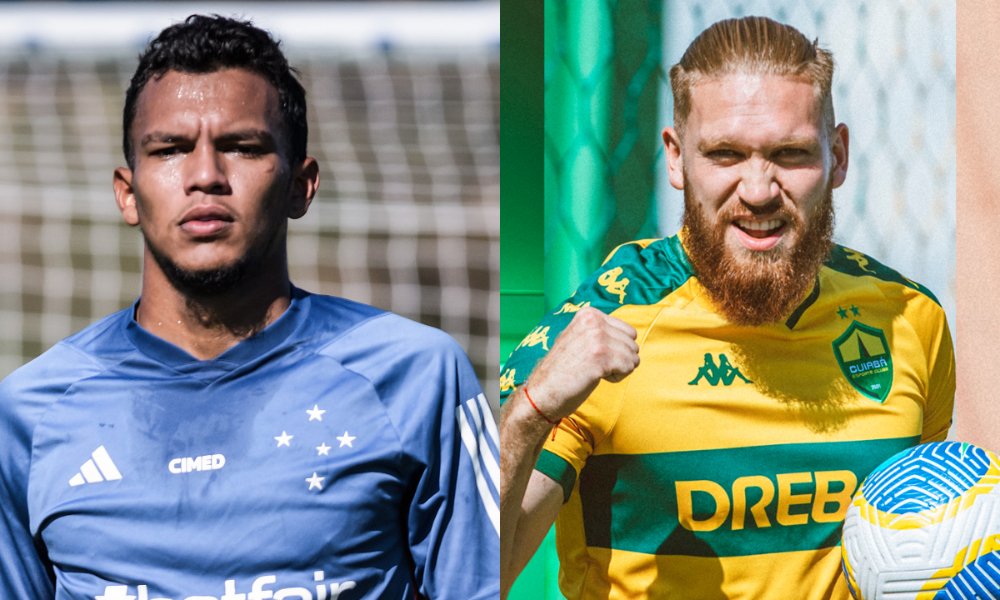 Gabriel Veron, do Cruzeiro, e Isidro Pitta, do Cuiabá (foto: Montagem de Gustavo Aleixo/Cruzeiro e Isidro Pitta/Cuiabá)