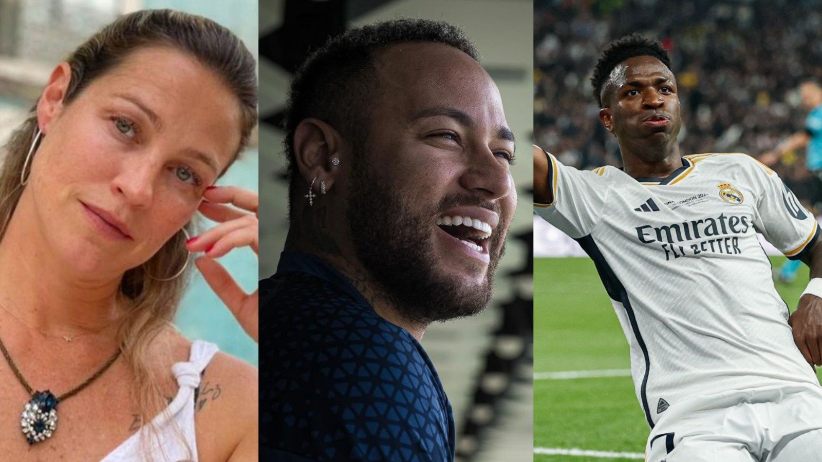 Luana Piovani, Neymar e Vinicius Junior (foto: Redes sociais/Reprodução, Al Hilal/Divulgação e Real Madrid/Divulgação)