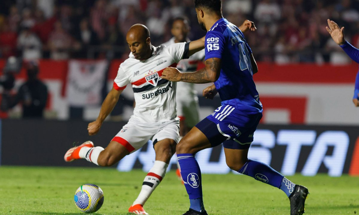Lucas Moura em gol do São Paulo (foto: Rubens Chiri e Paulo Pinto/Saopaulo)