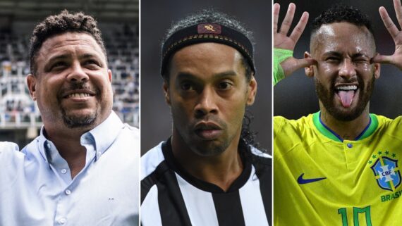 Ronaldo, Ronaldinho Gaúcho e Neymar (foto: Gustavo Aleixo/Cruzeiro, Alexandre Guzanshe/EM/D.A Press e Carl de Souza/AFP)