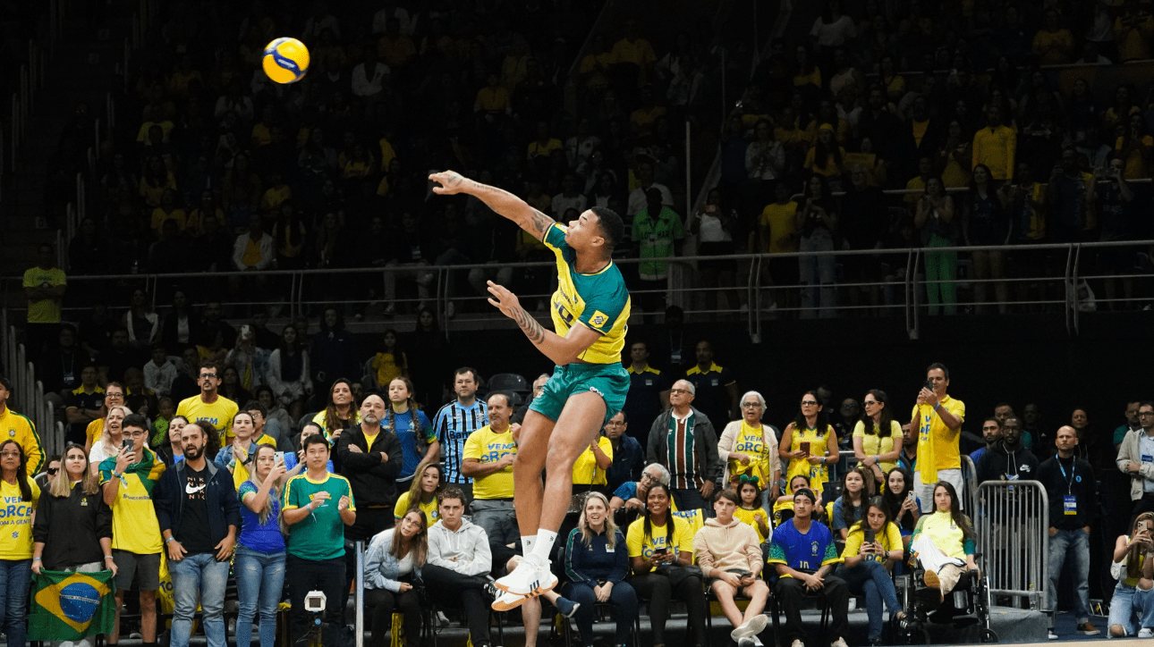 Darlan, oposto da Seleção Brasileira Masculina de vôlei (foto: Maurício Val/FV Imagem/CBV)