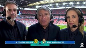 Mauro Beting, Cléber Machado e Nadine Bastos estiveram 'in loco' em Wembley - Crédito: 
