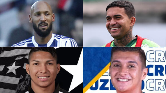 Anelka, Dudu, Rony e Guzmán foram protagonistas de negociações frustradas (foto: AFP PHOTO/IAN KINGTON, Cesar Greco/Palmeiras e Divulgação/Botafogo e Cruzeiro)