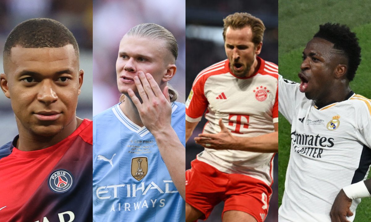 Mbappé, Haaland, Harry Kane e Vini Jr (foto: AFP)