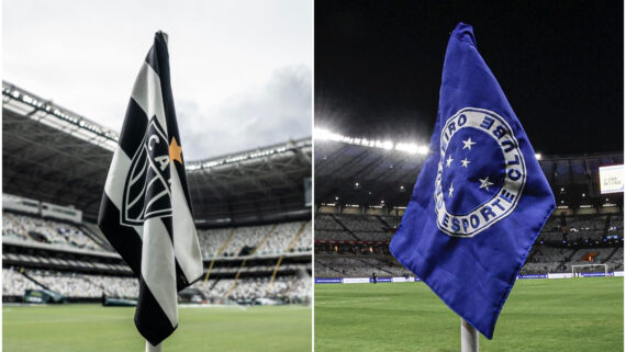 Atlético e Cruzeiro registraram diferença expressiva nas receitas com vendas de atletas em 2023 (foto: Pedro Souza/Atlético e Staff Images/Cruzeiro)